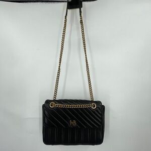 Henri Bendel New York Gold Black 712 Zip Tote Leather Crossbody Bag